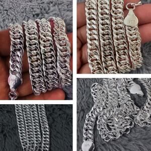 925 sterling silver Double chunky shiny chain 20” 10MM unisex
